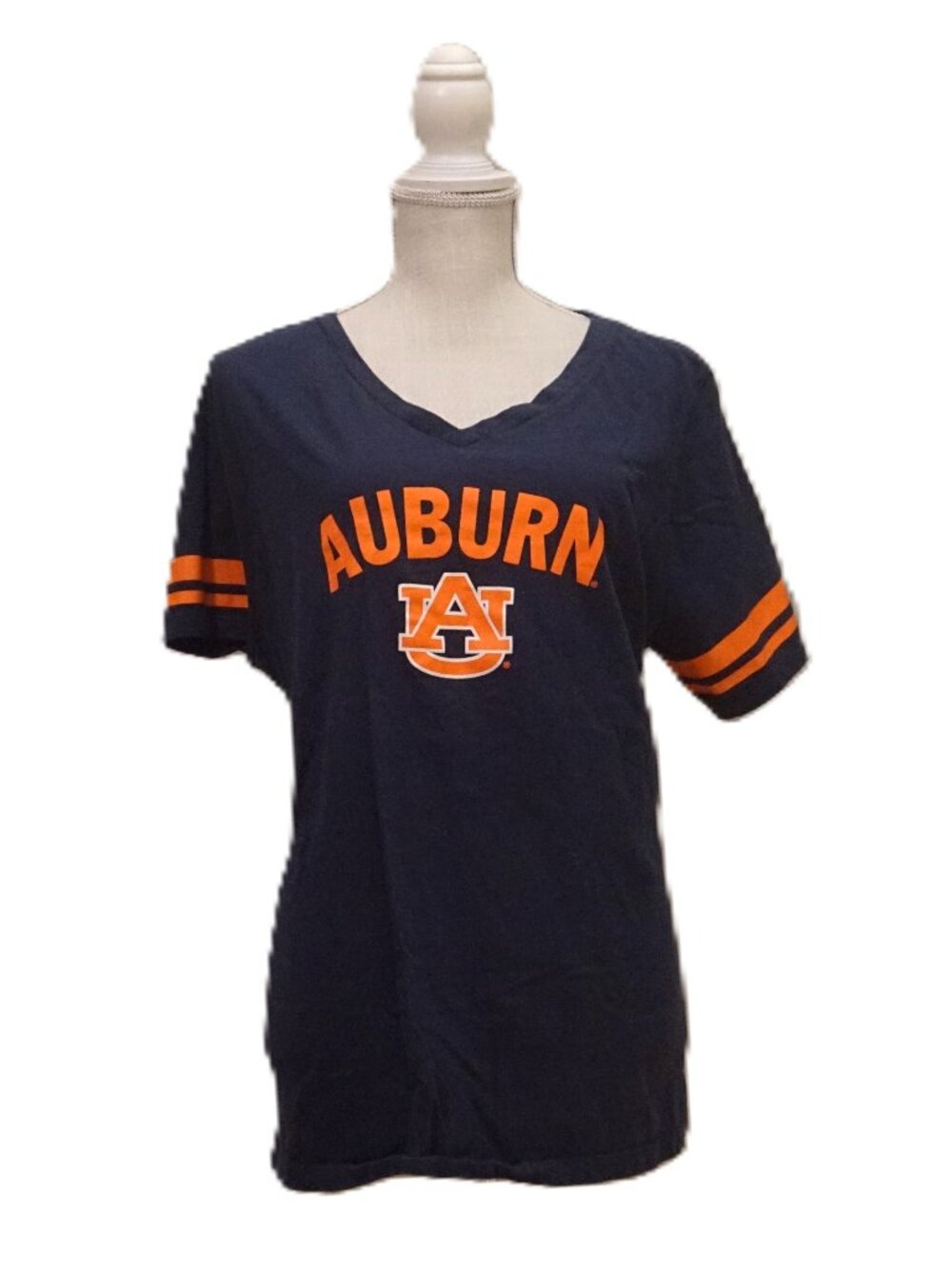 Auburn University NCAA Navy Short Sleeve V Neck Tee Shirt Women’s XXL